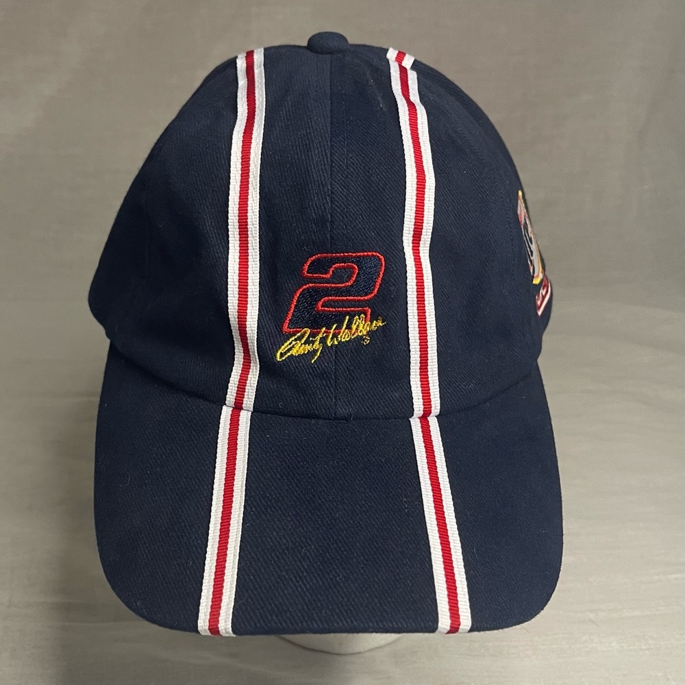Vintage Miller Lite Rusty Wallace 2 Racing Stripe NASCAR Strap Back Hat CSE Wear